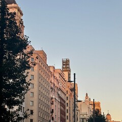 sunset during the summer in the city of Madrid, Spain 