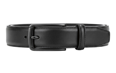 Simple black leather belt with buckle