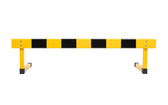 Yellow and black striped sports hurdle