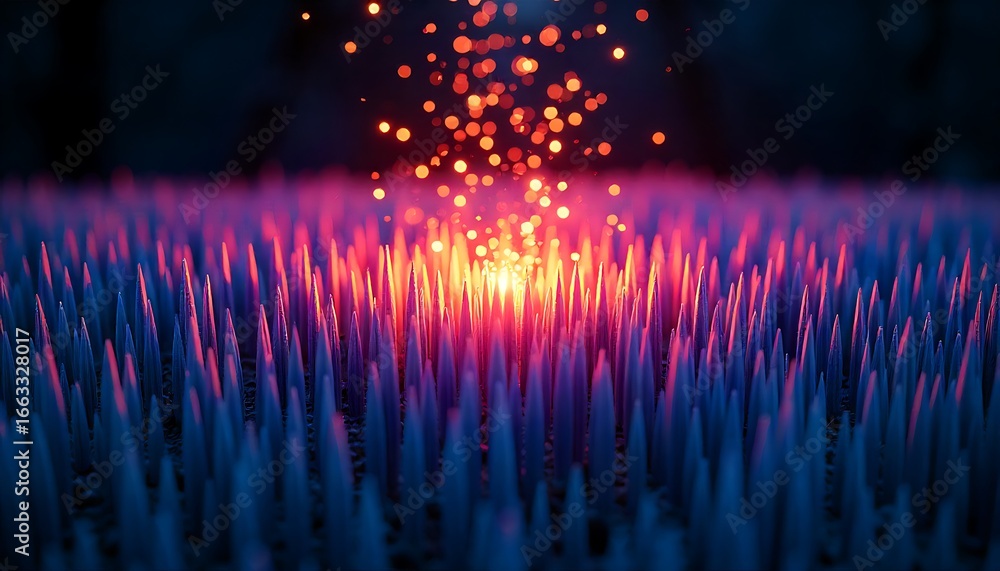 Poster abstract field with red sparks creating a vibrant and mesmerizing visual spectacle