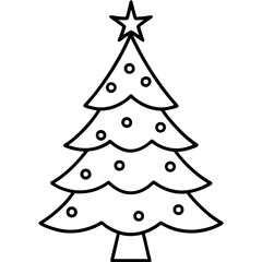 Christmas Tree Line Art Vector on White Background