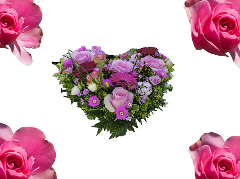 Collage Blumenarrangement Blumengesteck Hochzeitsblumen Rosen Rosengesteck