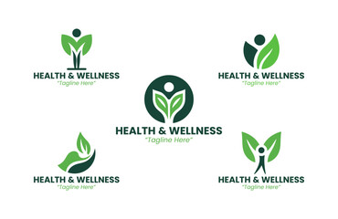 5 and Wellness Logo Set Modern Professional Design