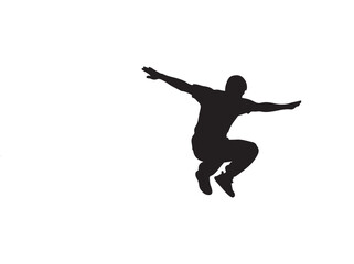 Silhouette of Parkour Athlete Vaulting Over Urban Obstacle – Vector Illustration