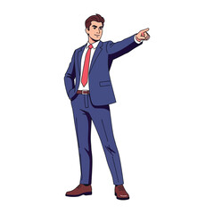 Business Man's Strategic Vision: A distinguished businessman confidently points towards a promising future, embodying leadership and forward-thinking, capturing the essence of aspiration and ambition.