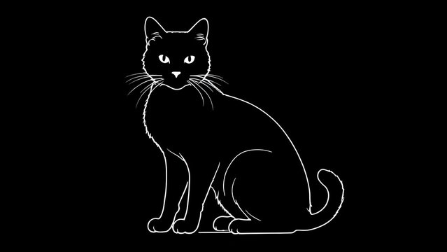 Elegant black cat outline on black background, perfect for branding and stylish designs