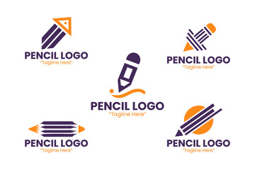 5 Pencil Logo Set Modern Minimalist Creative Brand Design