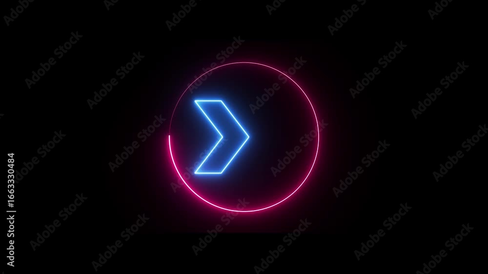 Aufkleber neon two pointing direction arrow dynamic animation. glowing right arrow indicator motion graphics. 