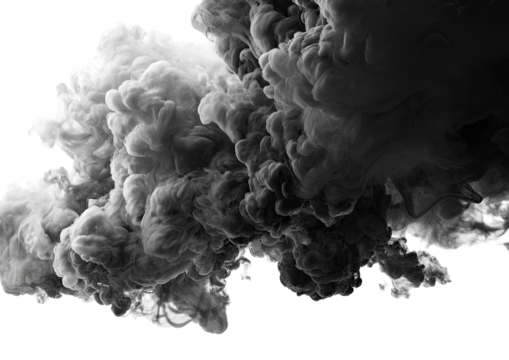 Abstract grayscale ink cloud