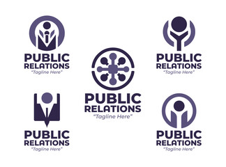 5 Public Relations Logo Set Modern Communication Brand Design
