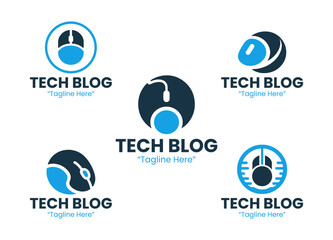 5 Tech Blog Logo Set Modern Digital Media Design