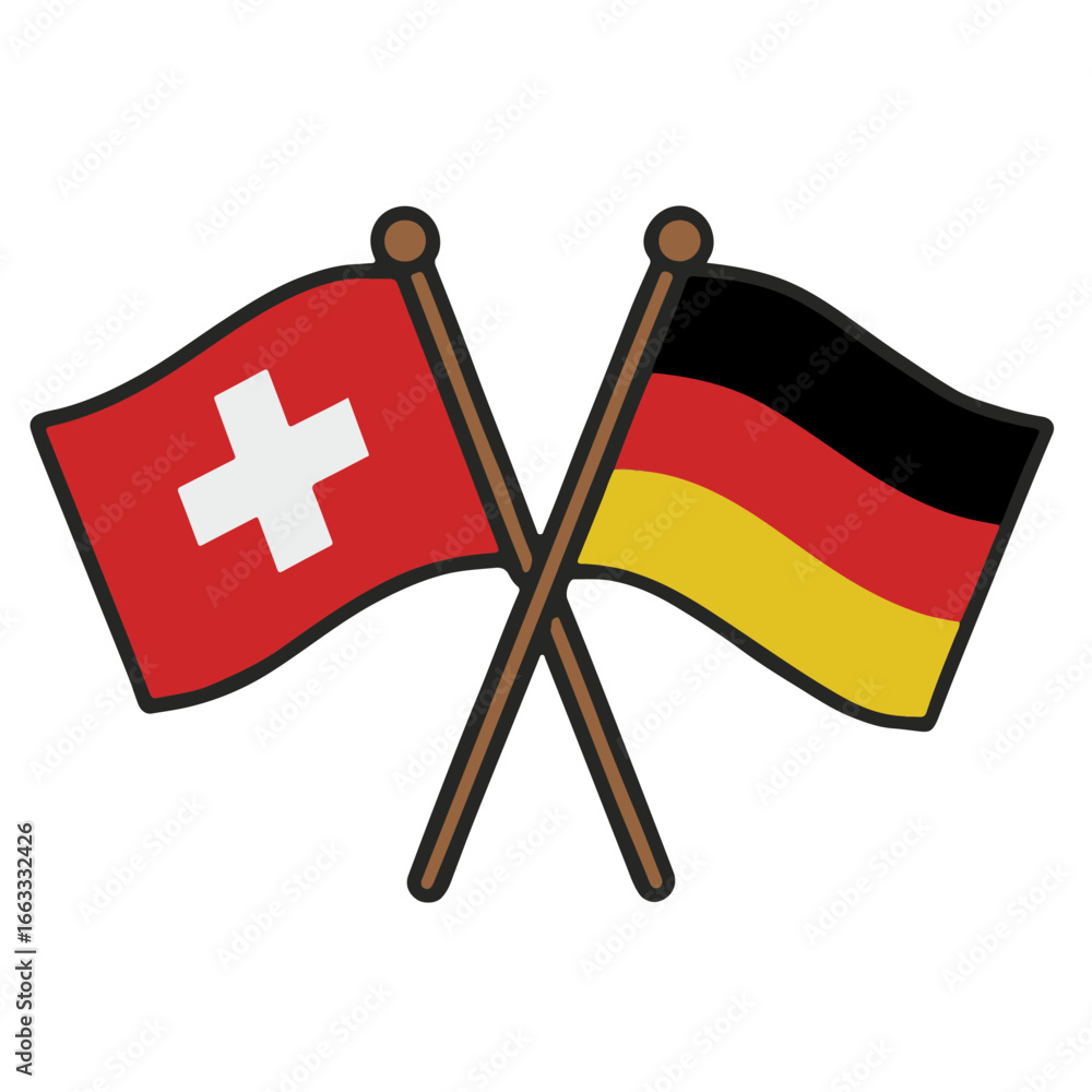 Poster switzerland and germany cross flags vector on white background vector country flags intersecting