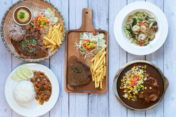homemade pork steck with vegetable in plate