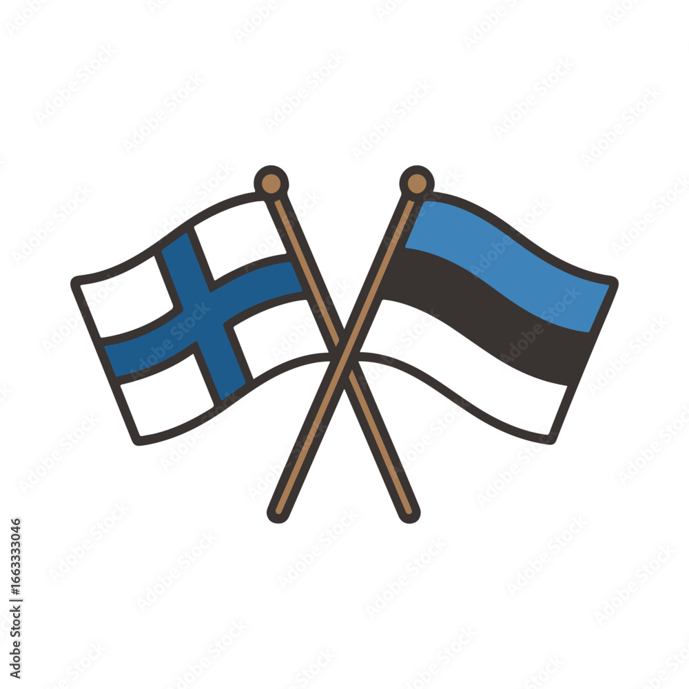 Poster finland and estonia cross flags vector on white background vector country flags intersecting