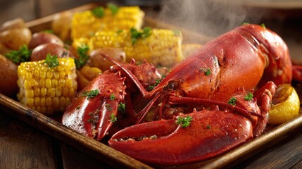 poster featuring a realistic, mouth-watering image of a grilled lobster, show one piece only