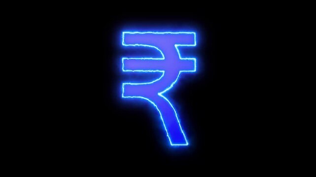 Indian rupee sign Indian currency on black background