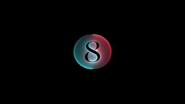 Abstract two color beautiful neon 8 number saber animated with background. 4k render.