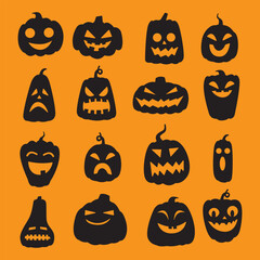 Halloween Pumpkin Silhouette Jack O Lantern Faces Collection