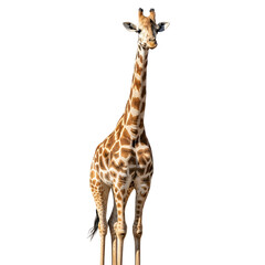 Naklejka premium Tall Giraffe Standing in Savannah Wildlife Portrait Animal Safari African Landscape Stock Photo