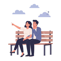 Shared Vision: A tender moment unfolds as a couple gazes at the horizon, immersed in a tranquil environment, their posture conveying a shared experience and optimistic outlook.