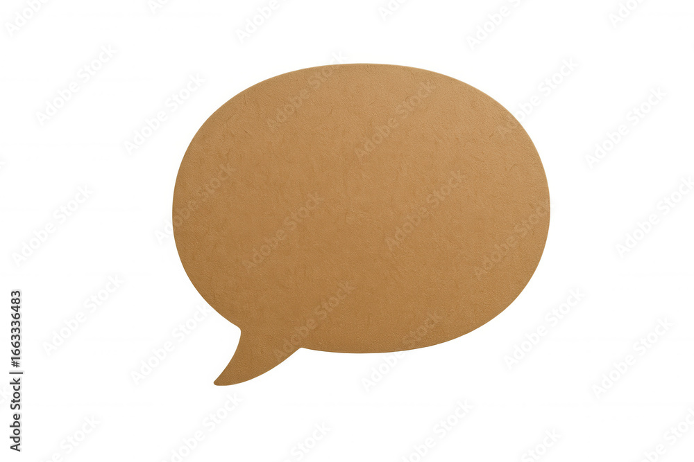 Poster cardboard speech bubble representing communication, isolated on a transparent background, ready for 