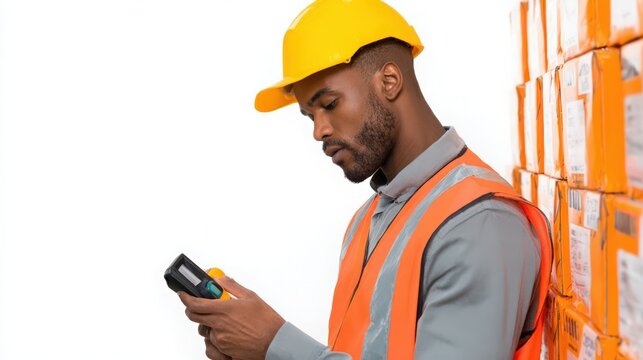 warehouse staff scanning barcode on product