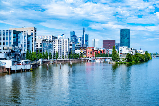 classic German vibrant cityscape Frankfurt view, modern and traditional architecture Main river, Travel and tourism, Urban development and architecture in Frankfurt am Main, Germany - August 11, 2025