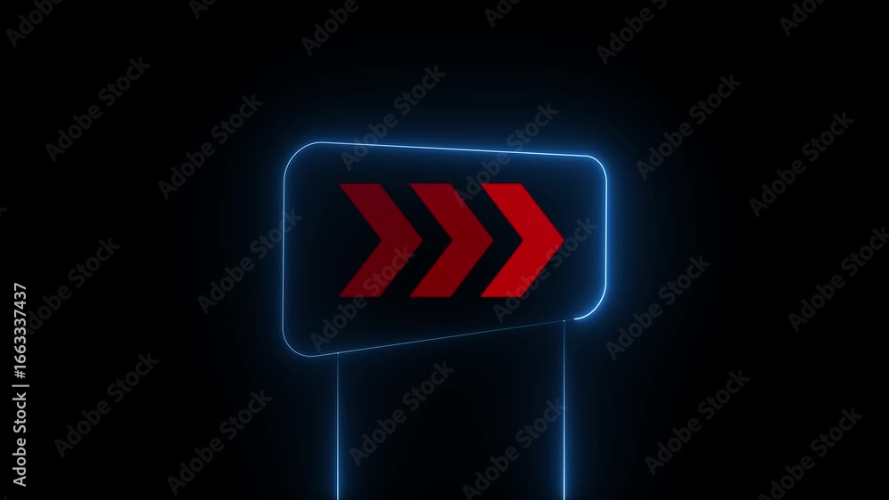 Aufkleber arrow signboard on the highway concept animation. neon arrow indicator right turn motion graphics. r