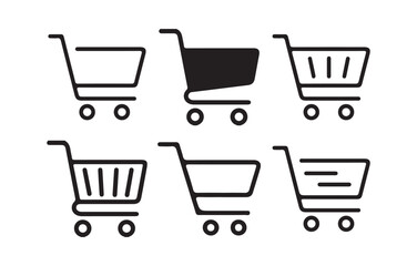 Black Shopping Cart Icon set. E-commerce, Retail, Purchase, Checkout icon, Buy on market or supermarket. victor illustration eps10
