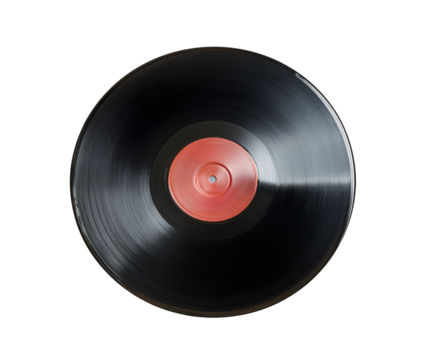 Black record with a red circle on it