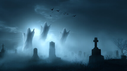 cemetery in the night