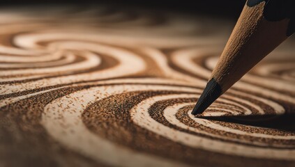 Closeup of Concentric Circles Drawing on Paper
