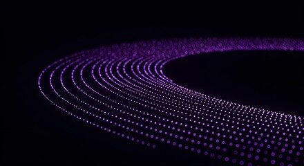 Abstract swirling pattern of purple dots on a dark background. Abstract digital wave design