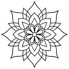 Symmetrical Lotus Mandala with Geometric Line Art