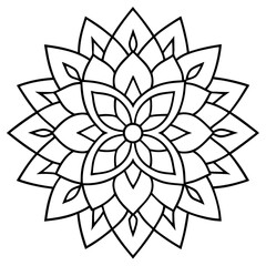 Symmetrical Lotus Mandala with Geometric Line Art