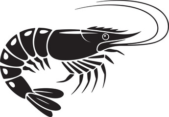 Black shrimp fish Vector shrimp fish silhouette