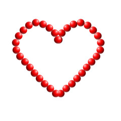 Illustration of red bead accessories in the shape of a heart pattern, love. Jewelry, fashion, accessories, stickers, Valentine's Day, gifts, affection, romantic.