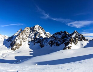 Panoramic view of snow-capped mountains under a clear blue sky