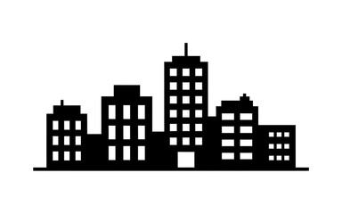 Obraz premium Modern city skyline silhouette with clean lines and glowing windows, perfect for urban themes.