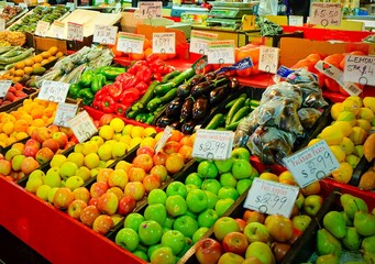 Central market with loads of fresh fruits and vegetables and cheeses in Adelaide, South Australia, Australia