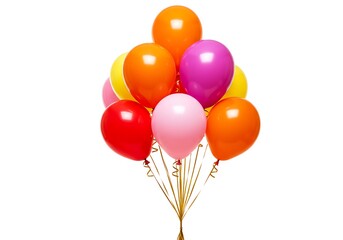 Bunch of colorful party balloons isolated on white background for celebration