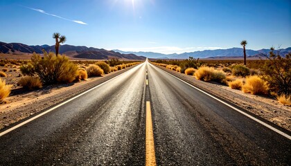 Obraz premium Empty desert highway stretches to horizon