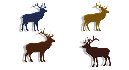 Fototapeta premium Elk silhouettes in different colors