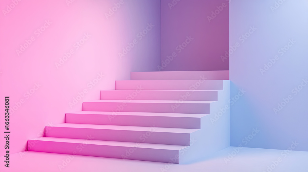 Poster minimal digital background with pastel gradient and soft light casting a serene glow.
