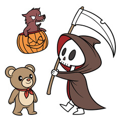 Halloween line icon set. Group of object. Ghost, horror, celebration, moon, witch, pumpkin.