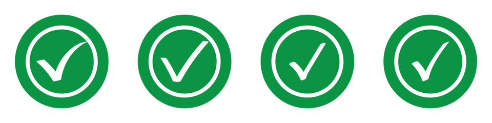 Hand drawing green tick mark icon on white background.  Digital hand drawing check mark vector set. Creative vector tick mark icon set. 