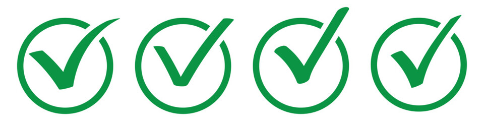 Hand drawing green tick mark icon on white background.  Digital hand drawing check mark vector set. Creative vector tick mark icon set. 