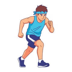 Runner's Pursuit: A determined runner sprints forward, embodying peak athletic performance. Capturing the essence of speed, and dedication, and inspiring a sense of competition and fitness.