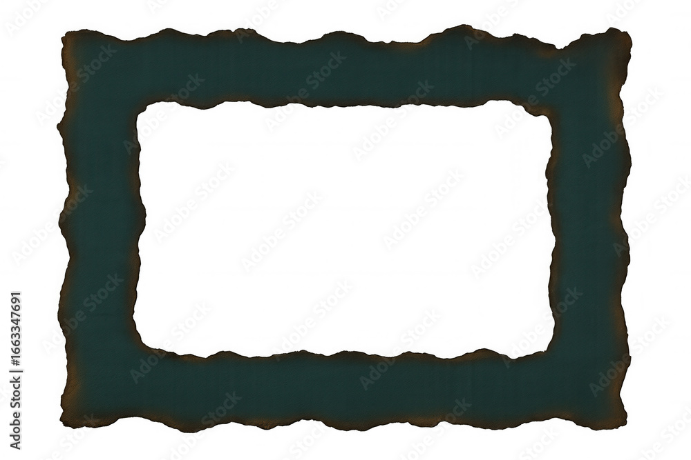 Poster burnt-edged rectangular frame creating transparent window over checkered backdrop, serving graphic d