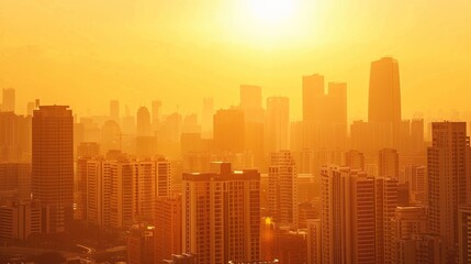 Fototapeta premium Surviving the Heatwave: Coping Strategies and Impact of High Temperature Weather on Urban Life